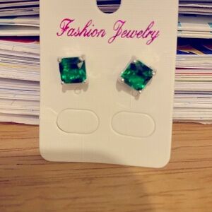 Emerald Colored Stud Earrings